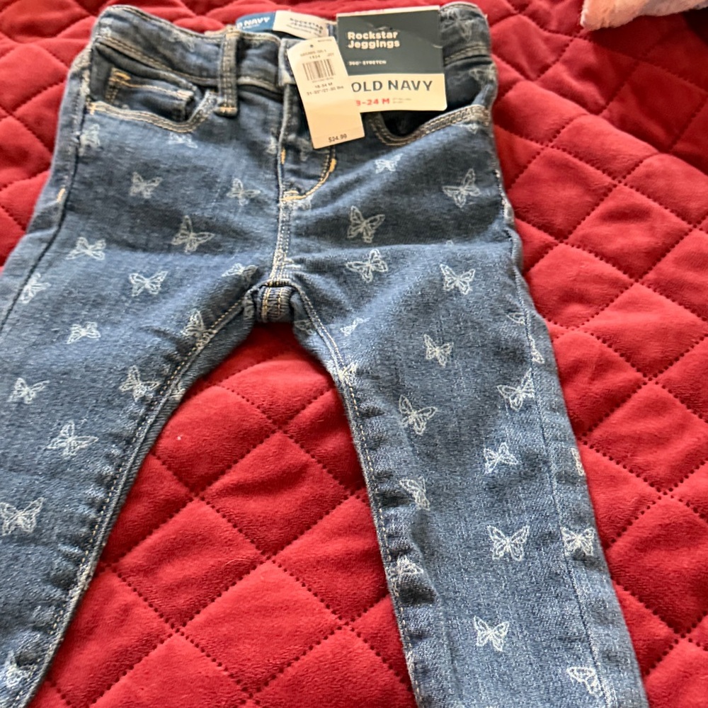 Old Navy Blue Butterfly Print Jeggings